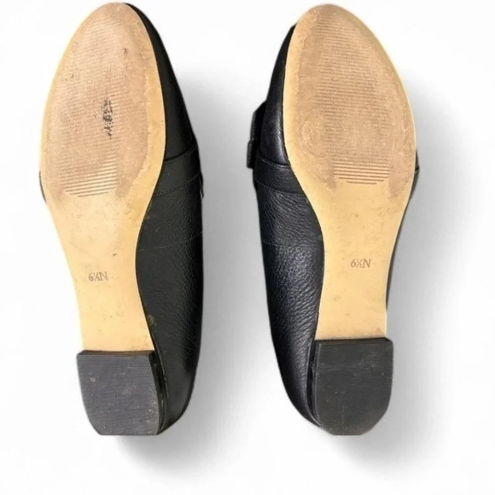 Talbots Black Leather Buckle Loafer Shoes Size 6.5N Career Office Capsule Fall